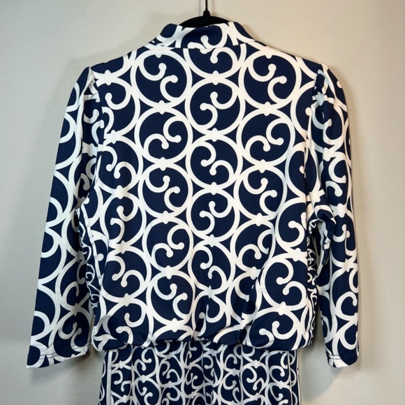 Gretchen Scott Womens Heavens Gates Dress Blue White Swirl Old Money No Belt Med - Picture 11 of 16